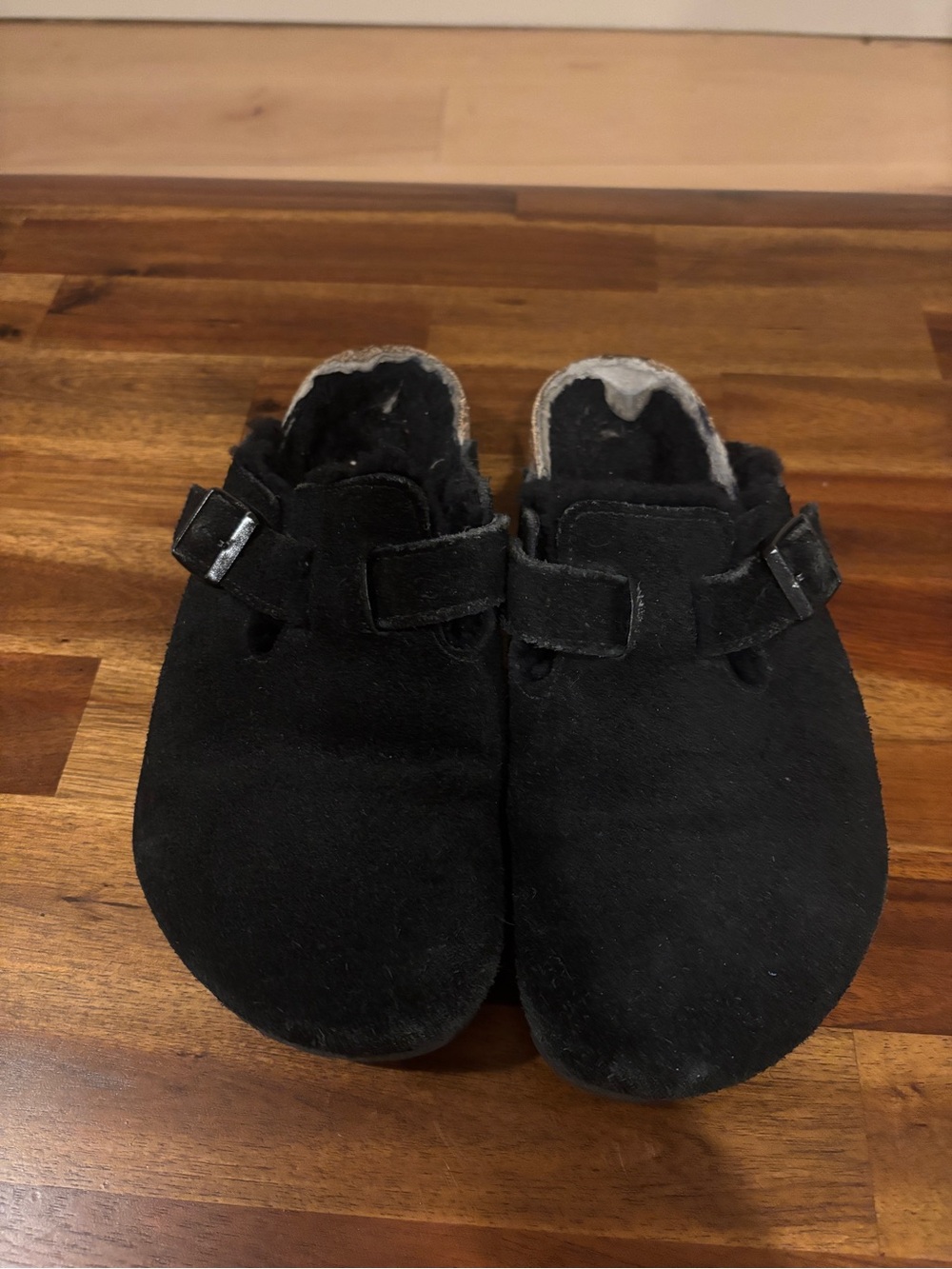 Birkenstock Boston Shearling - Black Suede - Picture 2 of 6
